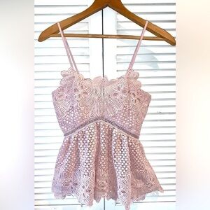 Crochet Tobi cami Pink eyelet tank top Women’s Size Small